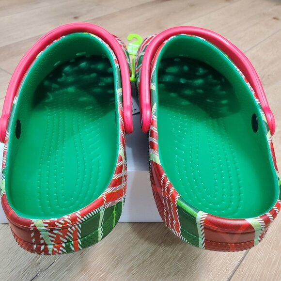 Crocs Baya Holiday Plaid Clogs Christmas Red Green Comfort Sandals Mens Size 12